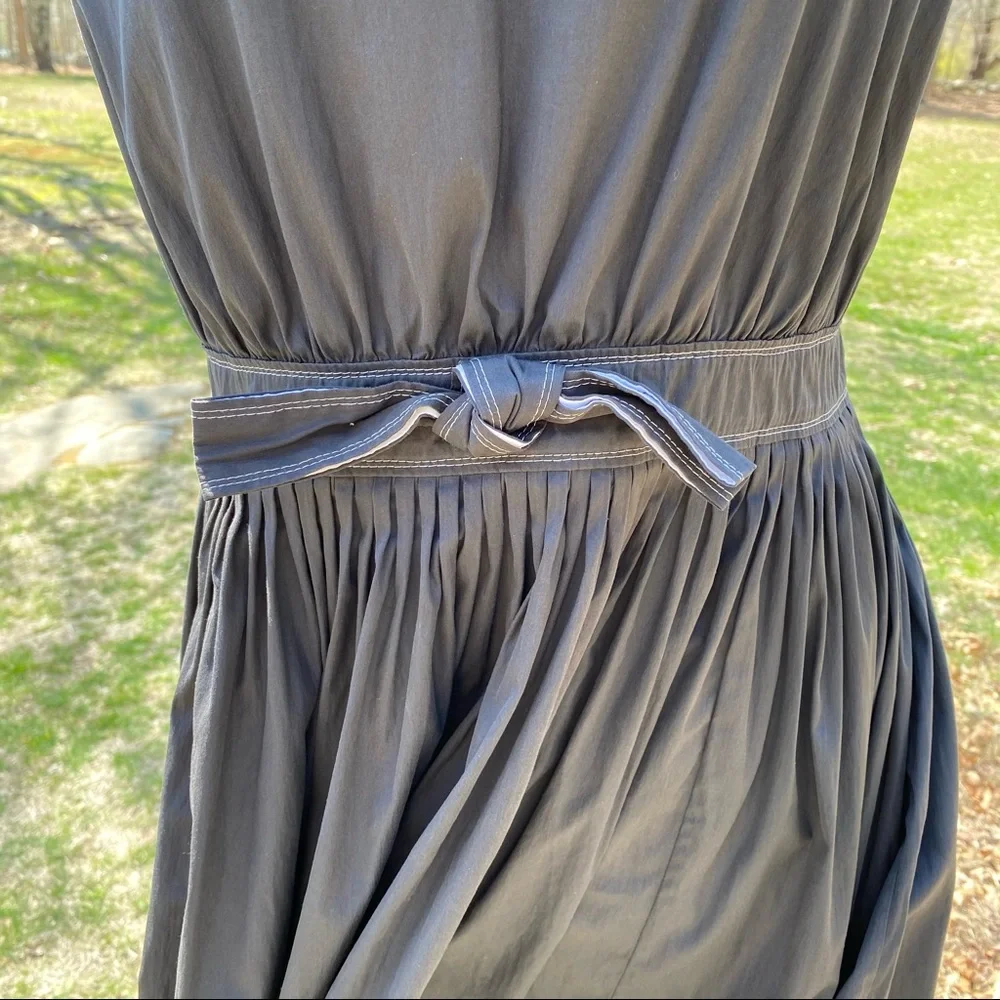 JIL SANDER DRESS SHIFT SLEEVELESS SCOOP NECK GRAY BOW Size 4 ITALY 36